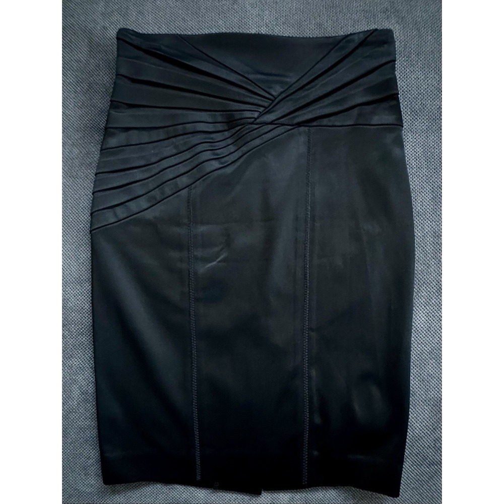 Y2K BEBE Satin Black Skirt made in USA Size 2 Back Slit